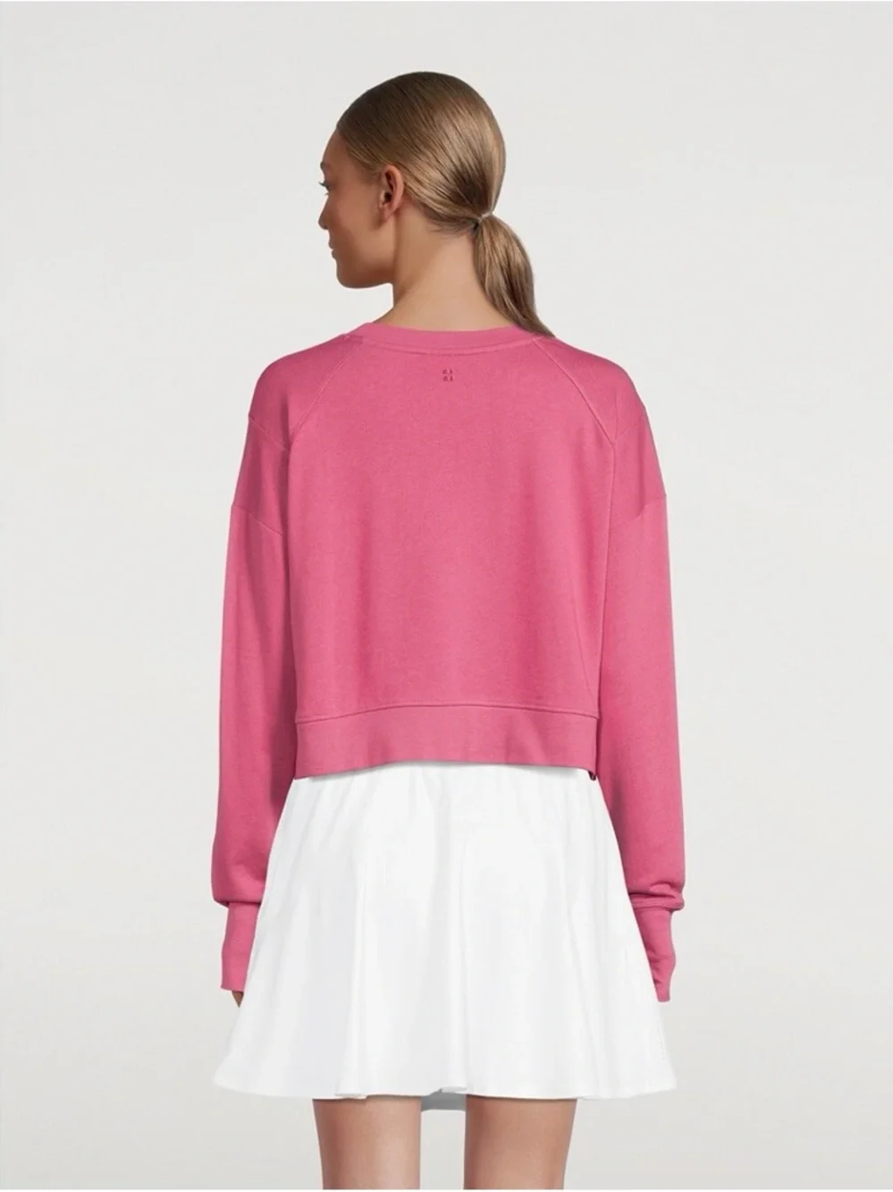 NWT Sweaty Betty After Class Crop Sweatshirt in Adventure Pink with Thumbholes - Picture 2 of 16